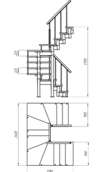 Модульная лестница (с поворотом на 180°)